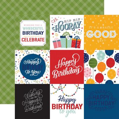 Echo Park Birthday Salutations Designpapier - 4 x 4 Journaling Cards